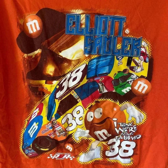 Hanes Beefy Cotton Chase Authentics Elliot Sadler M&M Shirt Unisex adult Sz XL - Picture 5 of 7